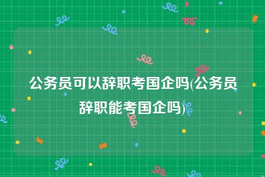 公务员可以辞职考国企吗(公务员辞职能考国企吗)