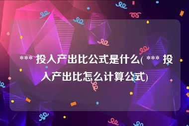  *** 投入产出比公式是什么( *** 投入产出比怎么计算公式)