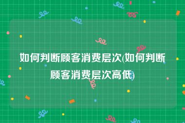 如何判断顾客消费层次(如何判断顾客消费层次高低)