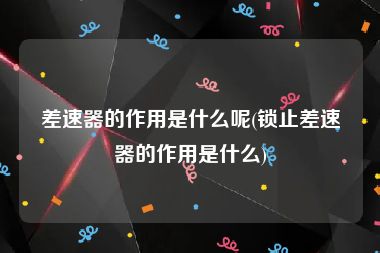 差速器的作用是什么呢(锁止差速器的作用是什么)