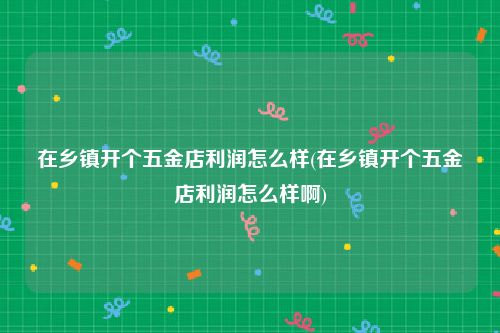 在乡镇开个五金店利润怎么样(在乡镇开个五金店利润怎么样啊)