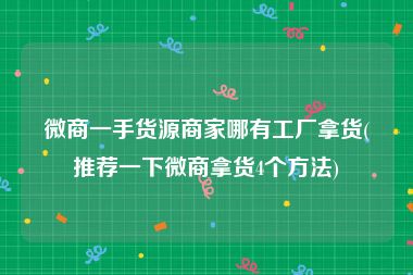 微商一手货源商家哪有工厂拿货(推荐一下微商拿货4个方法)