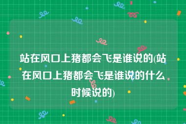 站在风口上猪都会飞是谁说的(站在风口上猪都会飞是谁说的什么时候说的)