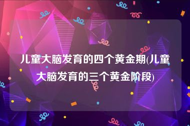 儿童大脑发育的四个黄金期(儿童大脑发育的三个黄金阶段)