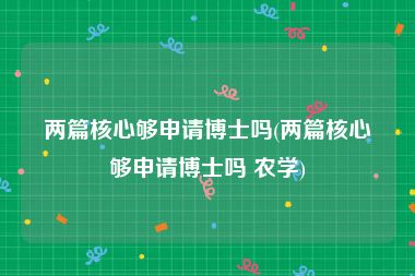 两篇核心够申请博士吗(两篇核心够申请博士吗 农学)