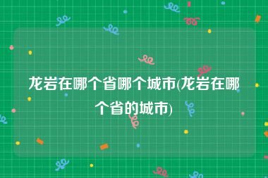 龙岩在哪个省哪个城市(龙岩在哪个省的城市)