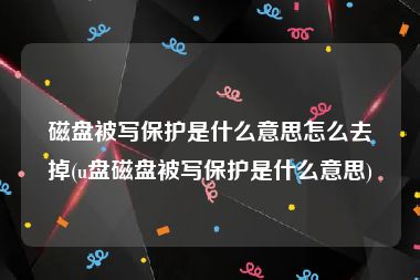 磁盘被写保护是什么意思怎么去掉(u盘磁盘被写保护是什么意思)