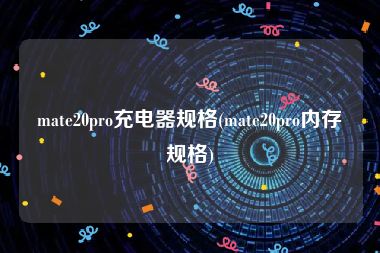 mate20pro充电器规格(mate20pro内存规格)