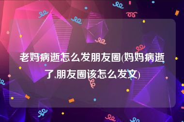 老妈病逝怎么发朋友圈(妈妈病逝了,朋友圈该怎么发文)