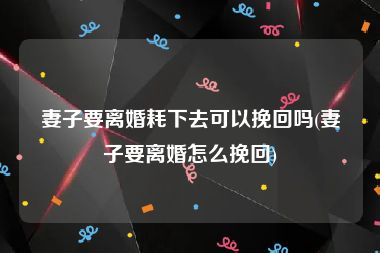 妻子要离婚耗下去可以挽回吗(妻子要离婚怎么挽回)