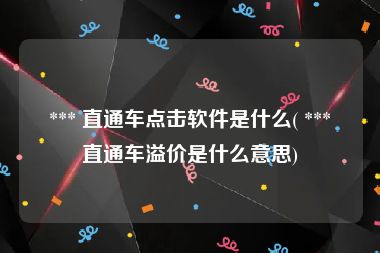  *** 直通车点击软件是什么( *** 直通车溢价是什么意思)