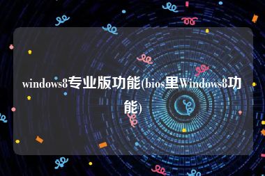 windows8专业版功能(bios里Windows8功能)