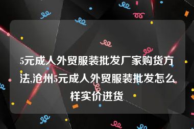 5元成人外贸服装批发厂家购货方法,沧州5元成人外贸服装批发怎么样实价进货