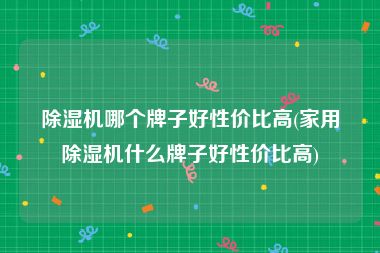 除湿机哪个牌子好性价比高(家用除湿机什么牌子好性价比高)