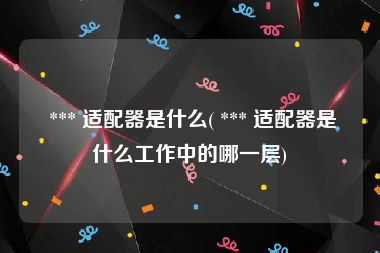  *** 适配器是什么( *** 适配器是什么工作中的哪一层)