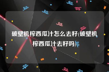 破壁机榨西瓜汁怎么去籽(破壁机榨西瓜汁去籽吗)