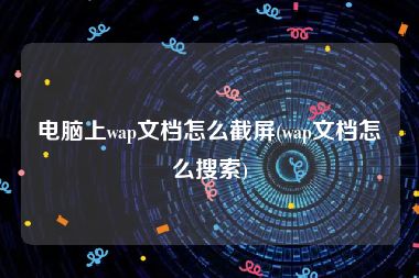 电脑上wap文档怎么截屏(wap文档怎么搜索)