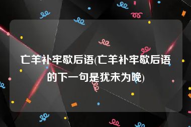 亡羊补牢歇后语(亡羊补牢歇后语的下一句是犹未为晚)