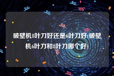 破壁机8叶刀好还是6叶刀好(破壁机6叶刀和8叶刀哪个好)