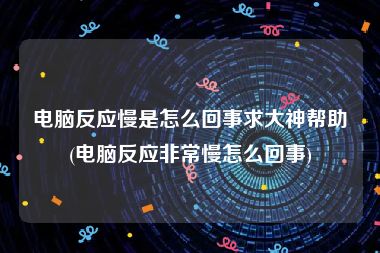 电脑反应慢是怎么回事求大神帮助(电脑反应非常慢怎么回事)