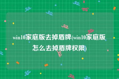 win10家庭版去掉盾牌(win10家庭版怎么去掉盾牌权限)