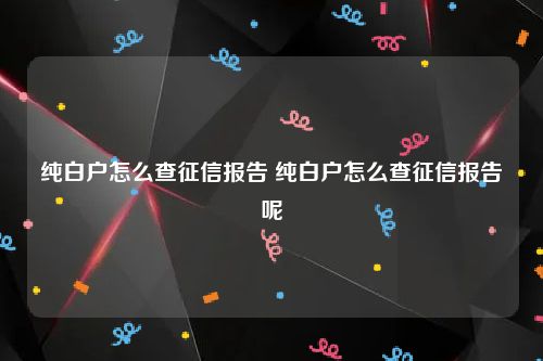 纯白户怎么查征信报告 纯白户怎么查征信报告呢