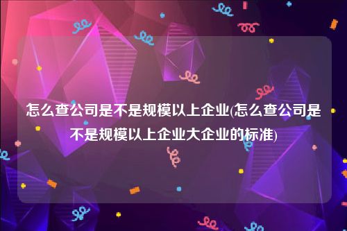 怎么查公司是不是规模以上企业(怎么查公司是不是规模以上企业大企业的标准)