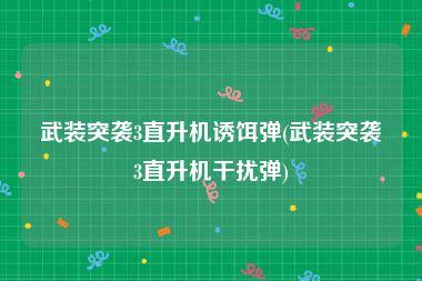 武装突袭3直升机诱饵弹(武装突袭3直升机干扰弹)