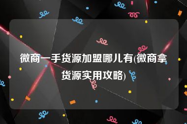 微商一手货源加盟哪儿有(微商拿货源实用攻略)