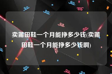 卖莆田鞋一个月能挣多少钱(卖莆田鞋一个月能挣多少钱啊)